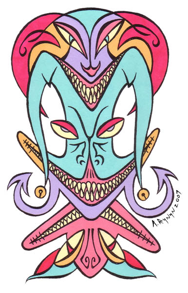 Caught Jester - Original Hand Coloured Illustration